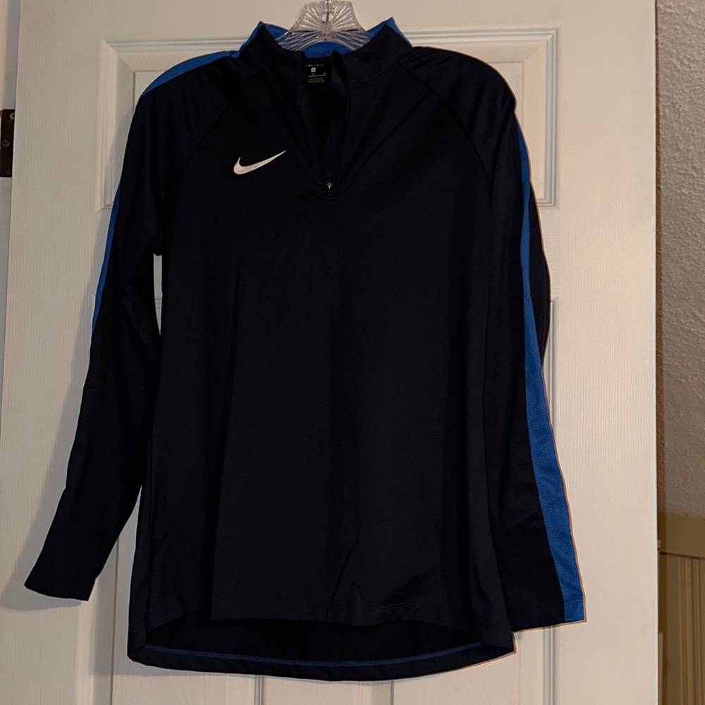 Navy Blue Striped Nike Quarter Zip Dri-Fit Shirt